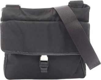 Prada Pre-owned Cross Body Bags, male, Black, Size: ONE SIZE Pre-owned Viaggio Nylon Saffiano Leather Shoulder Bag