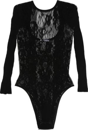 Patrizia Pepe long-sleeved lace body - Black
