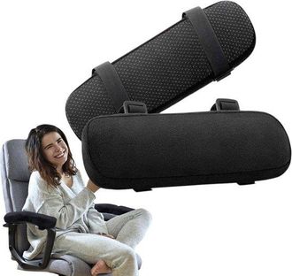 OEM Cojines Reposabrazos Para Silla De Oficina - Espuma Viscoel&aacute;stica - Universales - Alivio De La Presi&oacute;n - 25,5 X 8 X 4 Cm - 2 Unidades - Negro