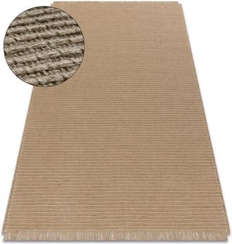RugsX Rugsx - Tappeto juta 3651 beige scuro un colore - juta, tessitura piatta, frange beige 80x150 cm