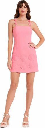 Badgley Mischka Flower Mini Dress In Peach