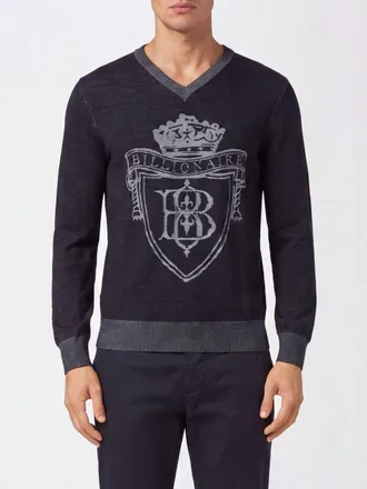Billionaire Boys Club Maglia con scollo a V in lana e seta con stemma jacquard