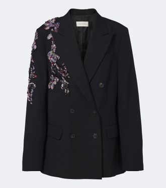 Dries Van Noten Embellished double-breasted wool blazer