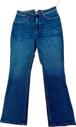 SPRWMN Pre-Loved Womens Classic Ankle Flare Jeans In Dark Blue