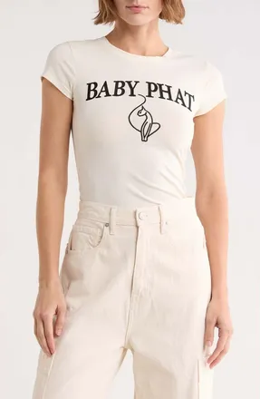 Baby Phat Logo Embroidered Baby Tee in Ecru at Nordstrom Rack, Size X-Large