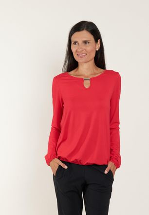 Seidel Moden Langarmshirt SEIDEL MODEN, Damen, Gr. 36, rot, Jersey, Obermaterial: 95% Viskose, 5% Elasthan, unifarben, regular fit taillenbedeckt, Rundhals, elasti