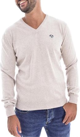 North Sails V-hals trui - Heren - V-hals truien - Beige - S - Katoen - Truien & Vesten