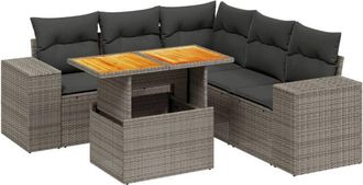 vidaXL Vidaxl - Set De Muebles De Jard&iacute;n 6 Pzas Y Cojines Rat&aacute;n Sint&eacute;tico Gris