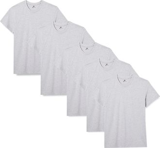 Lower East Basic Short Sleeved Mens T-Shirt, Pack of 5, Grey, XXL
