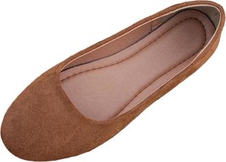 Generic Womens Ballet Shoes Casual Comfortable Pumps Shoes Round Toe Lightweight Breathable Comfortable Classic Slip On Flats Work Holiday Brown