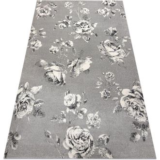 RugsX Alfombra Gnab 60642653 Flores Rosas Gris / Blanco Grey 160x230 Cm