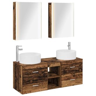 vidaXL Juego De Muebles De Ba&ntilde;o 5 Pcs Madera Envejecida Vidaxl