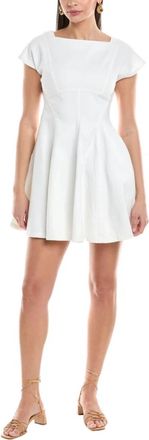 Amanda Uprichard Denim Square Neck Mini Dress In White