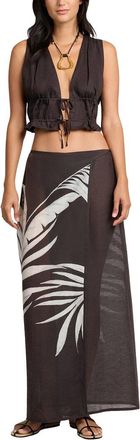 Onia Linen-Blend Tie Front Top