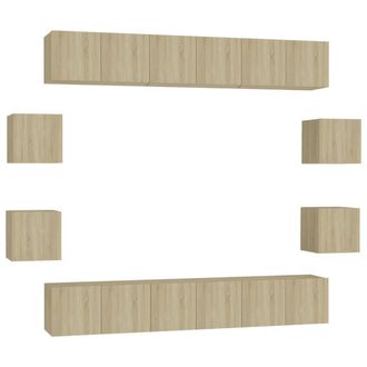 vidaXL Set De Muebles Sal&oacute;n Tv 10 Pzas Madera Ingenier&iacute;a Roble Sonoma Vidaxl