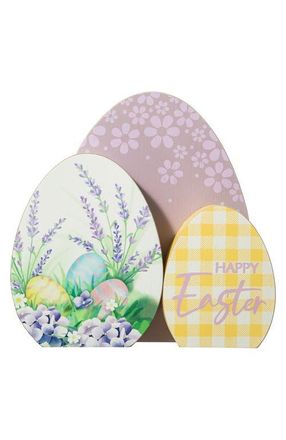 Glitzhome 7.75H Easter Wooden Eggs Table Decor in Purple at Nordstrom, Size Small