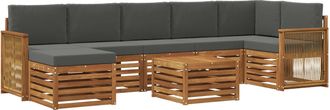 vidaXL Conjunto De Sof&aacute;s De Exterior 7 Uds. Natural Y Antracita Vidaxl