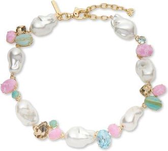 Lele Sadoughi Worth Avenue Cluster Stone Collar Necklace in Seafoam Iris at Nordstrom