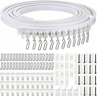 OEM Riel De Cortina Curvo Flexible De 5 Metros Para Techo, Con Ganchos Met&aacute;licos