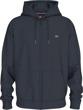 Tommy Jeans Blauwe hoodie met rits en vlagborduursel - Heren - Vesten met rits - Blauw - 2XL - Katoen - Hoodies & sweatvesten
