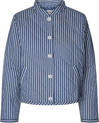 Lollys Laundry Gestreepte jas voor vrouwen - Dames - Zomerjassen - Blauw - 2XL - Jassen
