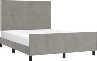 vidaXL Vidaxl - Estructura De Cama Sin Colch&oacute;n Terciopelo Gris Claro 140x190 Cm