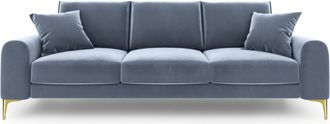 BLOOMINGLOFT 4-Sitzer Designsofa Madara mit Samtbezug - Beine Gold