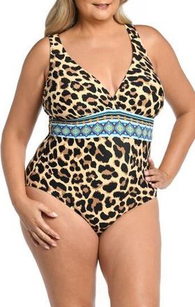 La Blanca Running Cross Back One-Piece Swimsuit in Tan at Nordstrom Rack, Size 16W