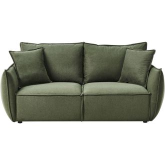 Beliani Divano a 3 posti in tessuto Seduta bassa e ampia Schienale imbottito Accogliente moderno Verde Kunes