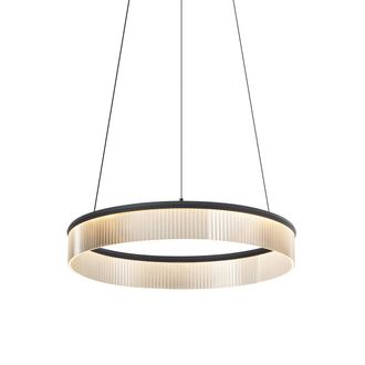 QAZQA Moderno L&aacute;mpara Colgante Moderna Negra 59cm Incl. Led Regulable En 3 Pasos - Anello Chandelier Acero /aluminio /pl&aacute;stico Redonda Incluye Led Max. 1 X 