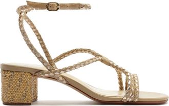 Alexandre Birman Womens Elba 45 Braided Leather Sandal In Semolina/golden
