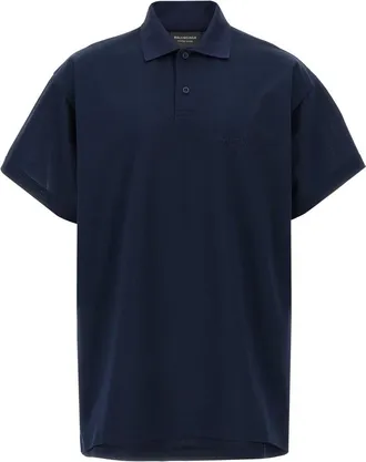 Balenciaga Tops, Heren, Blauw, S, Katoen, Intertwined Polo