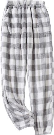 Generic Mens Pyjamas Flannel Plaid Pants Fluffy Ultra Soft Comfort Warm Winter Loungewear Sleep & Lounge Bottoms Adjustable Drawstring Waist Sleepwear Casual 