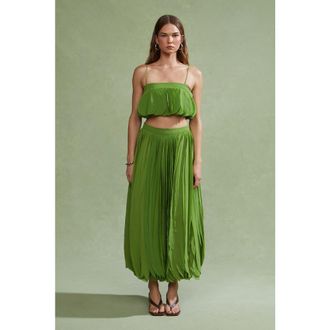 AMUR Sonia Ruffle Top in Jungle Moss at Nordstrom, Size 6