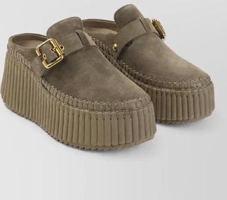 Chlo&eacute; leather platform mules