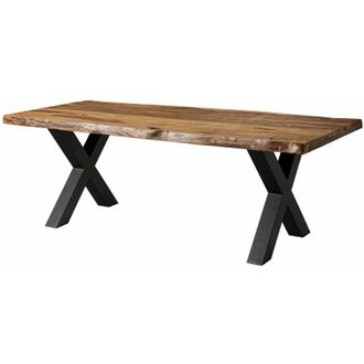 Massivmoebel24 FREEFORM 5 tavolo da pranzo in legno di sheesham - sabbiato natur / gambe in ferro X antracite matt 220x100