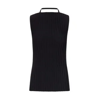 Sportmax Sportmax, Sleeveless Tops, female, Black, Size: XS Spsdrago Stretch Viscose Knit Top