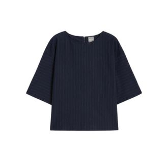 Max Mara Blouses, female, Blue, Size: S Striped Viscose Jersey Tunic Top