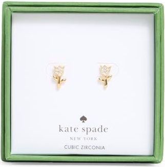 Kate Spade New York mini tulip stud earrings in Clear/Gold at Nordstrom Rack
