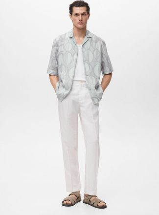 Mango Camicia maniche corte stampata celeste - Uomo - XL - MANGO MAN