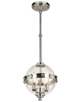 Eglo Eglo Cecilia 2 Light Pendant With Chrome Finish & Clear Sphere Shaped Glass Shade