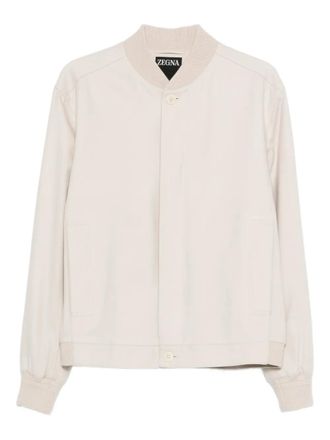 Ermenegildo Zegna ribbed collar jacket - Neutrals