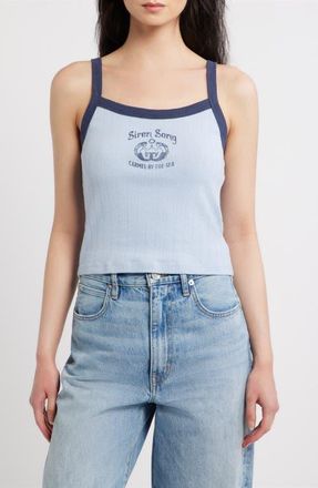 Daydreamer Siren Song 90s Pointelle Tank in Blue Combo at Nordstrom, Size X-Small