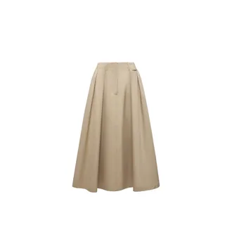 Moncler Moncler Logo Label Cotton Gabardine Midi Skirt, Women, Beige, Size: 38