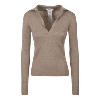 Max Mara Mxmangel - Dames - V-hals truien - Beige - L - Truien & Vesten