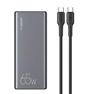 OEM Bater&iacute;a Externa Usams Pb59 30000mah 65w2xqc3.0+pd Carga R&aacute;pida Czarny/black Cmxlogtc01 (us-cd165) + Cable Usb-c-usb-c