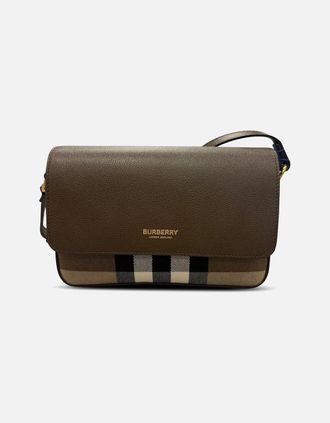 Burberry Womens Burberry New Hampshire Leather Shoulder Bag Ebony Brown