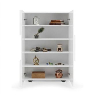 Dmora Armadio Multiuso 2 Ante Montale, Cassetti, 4 Ripiani Made in Italy, 2 Ante, 78x115.5h cm Bianco Lucido