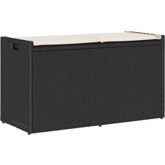 vidaXL Banco De Almacenaje Con Coj&iacute;n Rat&aacute;n Sint&eacute;tico Negro 100 Cm Vidaxl
