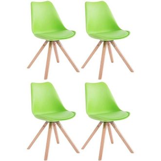 Clp Clp - Set De 4 Sillas Para Comedor Toulouse Square En Polipiel Verde Natural